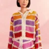 Farm Rio Mixed Crochet Stripes Shirt