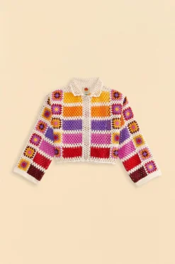 Farm Rio Mixed Crochet Stripes Shirt -Outer Aura 309541 06