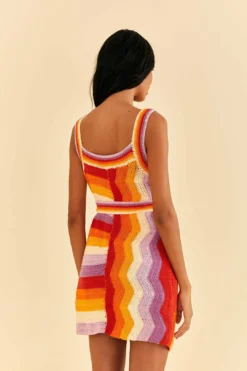 Farm Rio Multi Stripes Crochet Dress -Outer Aura 309551 04