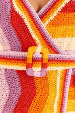 Farm Rio Multi Stripes Crochet Dress -Outer Aura 309551 05