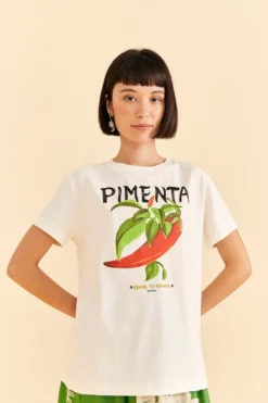 Farm Rio Off-White Peppers Organic Cotton T-shirt
