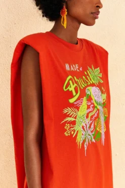 Farm Rio Red Brasil Mini T-Shirt Dress -Outer Aura 309588 03