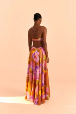 Farm Rio Embroidered Flower Top Maxi Dress -Outer Aura 309596 04