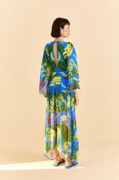 Farm Rio Blue Banana Leaves Maxi Dress 9 Farm Rio Blue Banana Leaves Maxi Dress -Outer Aura 310131 04