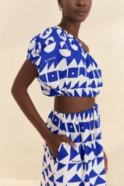 Farm Rio Off-White Pitta Tiles One-Shoulder Maxi Dress -Outer Aura 310650 03 scaled