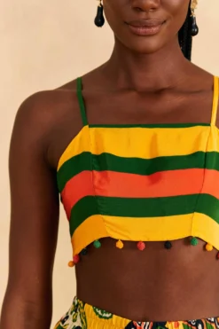 Farm Rio Yellow, Green & Red Striped Crop Top -Outer Aura 310659 03 scaled
