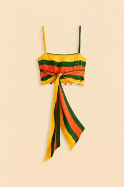 Farm Rio Yellow, Green & Red Striped Crop Top -Outer Aura 310659 06 scaled