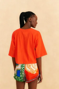Farm Rio Orange Tropical Love Organic Cotton T-Shirt -Outer Aura 310678 03