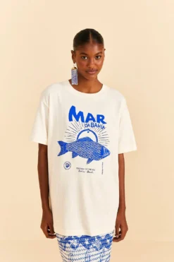 Farm Rio White Mar Da Bahia Organic Cotton T-shirt