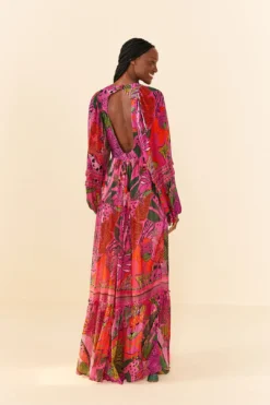 Farm Rio Pink Cool Leopards Maxi Dress -Outer Aura 311370 03