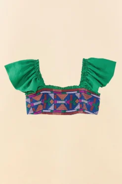 Farm Rio Embroided Green Top -Outer Aura 311435 06