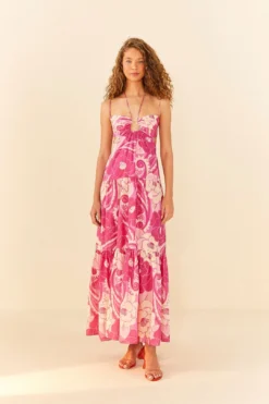 Pink Tropical Groove Maxi Dress 9 Pink Tropical Groove Maxi Dress -Outer Aura 311532 04