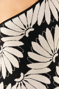 Farm Rio Black Copacabana Knit One Shoulder Dress -Outer Aura 311549 04