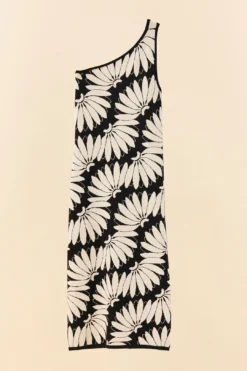 Farm Rio Black Copacabana Knit One Shoulder Dress -Outer Aura 311549 06