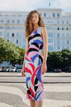 Farm Rio Colorful Monstera Knit Dress