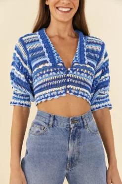 Farm Rio Multi Stitches Crochet Collar Blouse -Outer Aura 311558 03