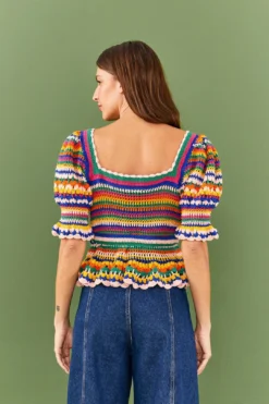 Farm Rio Multi Stitches Crochet Blouse 7 Farm Rio Multi Stitches Crochet Blouse -Outer Aura 311559 03