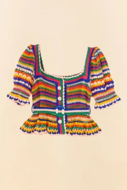 Farm Rio Multi Stitches Crochet Blouse 9 Farm Rio Multi Stitches Crochet Blouse -Outer Aura 311559 05