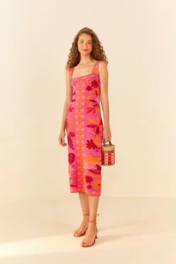 Farm Rio Pink Rio Tiles Knit Dress