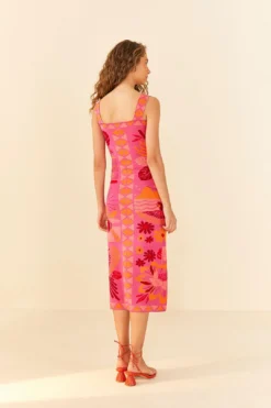 Farm Rio Pink Rio Tiles Knit Dress -Outer Aura 311565 03