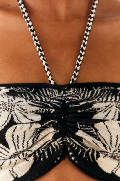 Farm Rio Black Macaw Elegance Knit Top -Outer Aura 311567 04