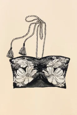 Farm Rio Black Macaw Elegance Knit Top -Outer Aura 311567 05