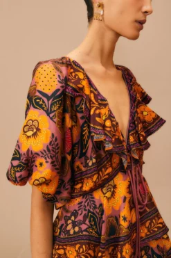 Farm Rio Blush Garden Bloom Maxi Dress -Outer Aura 312002 03