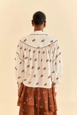 Farm Rio Off-White Embroidered Horses Blouse -Outer Aura 312012 05