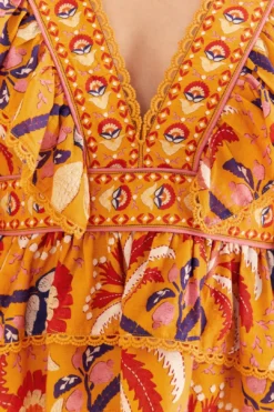 Farm Rio Yellow Palms Party Ruffle Blouse -Outer Aura 312021 06