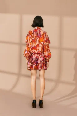 Farm Rio Rose Wild Horses Bow Neck Tie Blouse -Outer Aura 312022 04