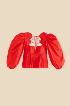 Farm Rio Red Heart Shaped Neckline Blouse -Outer Aura 312025 06