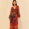 Farm Rio Vintage Wave Long Sleeve Maxi Dress