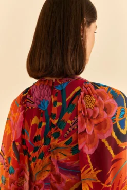 Farm Rio Vintage Wave Long Sleeve Maxi Dress -Outer Aura 312218 06