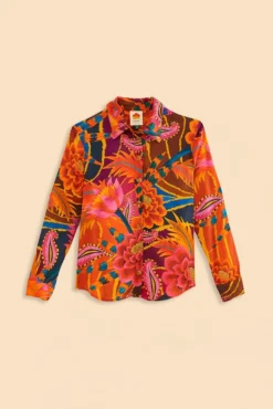 Farm Rio Vintage Wave Multicolor Long Sleeve Shirt -Outer Aura 312273 06
