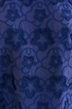 Farm Rio Navy Blue 3d Star Texture Blouse -Outer Aura 312282 06