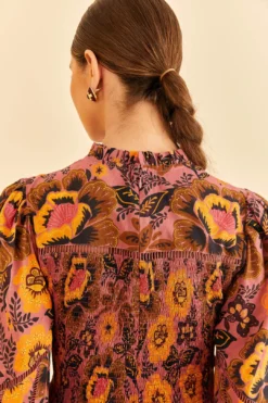 Farm Rio Blush Garden Bloom Smocked Blouse -Outer Aura 312287 04