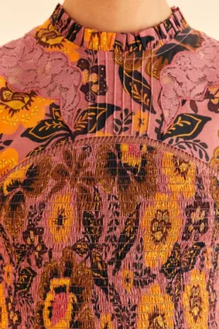 Farm Rio Blush Garden Bloom Smocked Blouse -Outer Aura 312287 05