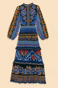 Farm Rio Black Ainika Sparkle Long Sleeve Maxi Dress -Outer Aura 312343 07