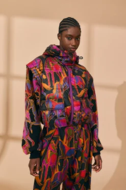 Farm Rio Black Wild Horses Reversible Puffer Jacket