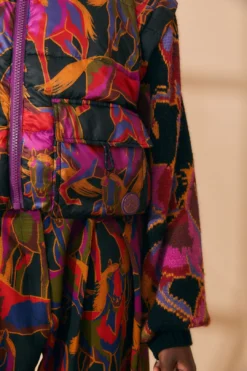 Farm Rio Black Wild Horses Reversible Puffer Jacket -Outer Aura 312503 08