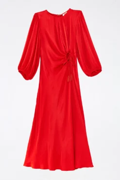 Farm Rio Red Front Circle Cut Out Midi Dress -Outer Aura 312693 06