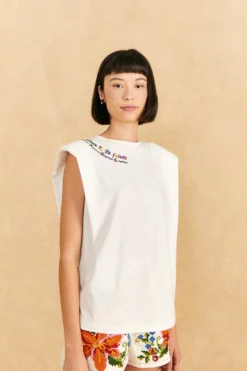 Farm Rio Nature Is The Future Embroidered Organic Cotton T-Shirt