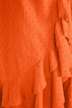 Farm Rio Orange Ruffles Midi Dress -Outer Aura 313610 03