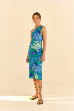 Farm Rio Green Jungle Panther Knit Dress
