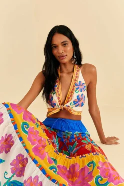 Farm Rio Off-White Vivid Garden Top -Outer Aura 313675 03