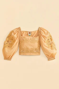 Farm Rio Dark Sand Lace Blouse -Outer Aura 313679 06