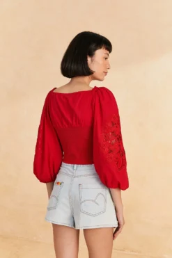 Farm Rio Red Lace Blouse -Outer Aura 313682 04
