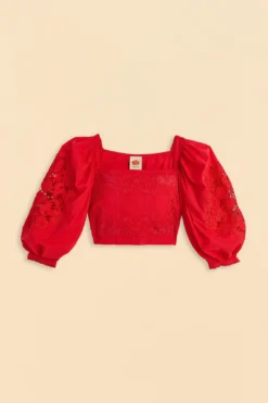 Farm Rio Red Lace Blouse -Outer Aura 313682 06