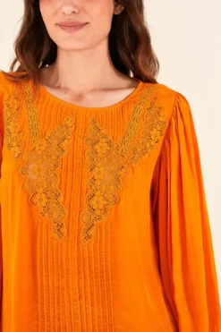 Farm Rio Orange Lace Blouse -Outer Aura 314469 03