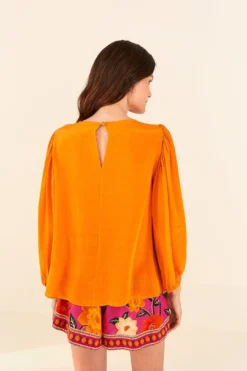 Farm Rio Orange Lace Blouse -Outer Aura 314469 04